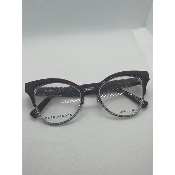 Marc Jacobs Cat Eye Eyeglasses Frames Burgundy Silver Designer Glasses - Picture 1 of 4